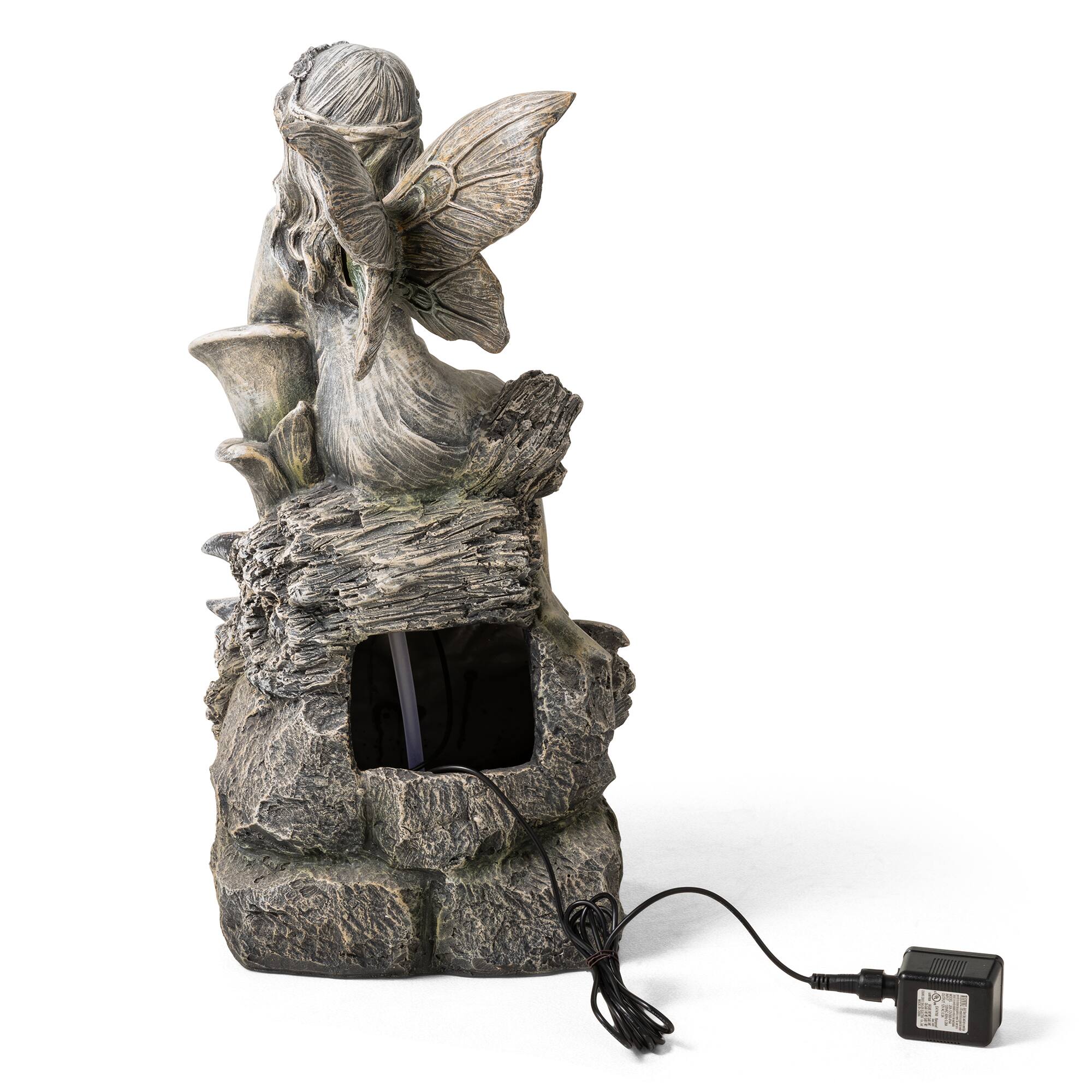 Glitzhome® 22.75" LED 4-Tier Concrete Fairy Outdoor Fountain